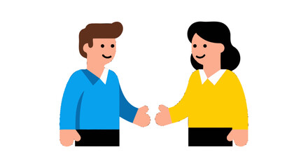 Fototapeta premium Friendly Interaction Depicted Between Two Cartoon Characters in Modern Digital Design
