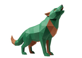 Isolated geometric wolf sculpture artwork with angular design on display for promotion © Fernando
