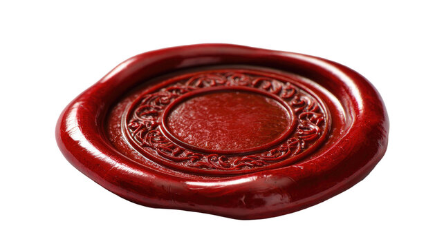 red seal wax stamp vintage emblem classic envelope closure melted wax element isolated on white background