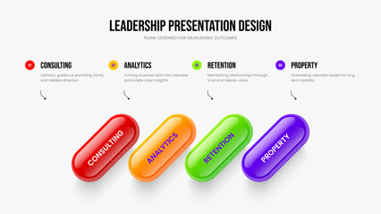 Project Insight 4 Element Infographic Presentation Layout. Enterprise Introduction Slide Design Vector Illustration. Service Review Four Step Diagram Slideshow Template.