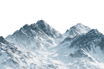 Snowy mountain peaks against a black sky