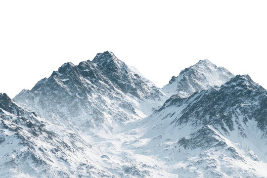 Snowy mountain peaks against a black sky