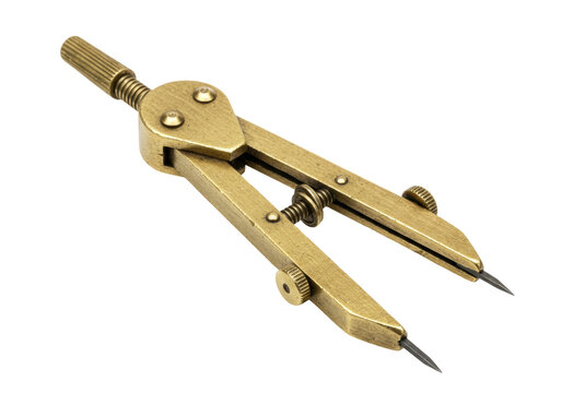 Isolated drafting bow compass tool for drawing circles, measuring distances on maps, charts