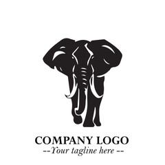 Majestic Elephant Logo Symbol in Black on White Background with Elegant Minimalist Modern Design