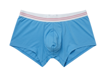 Isolated blue mens briefs or boxer briefs athletic underwear with striped waistband fashion