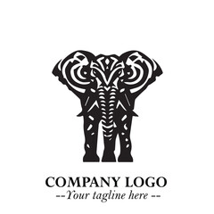 Majestic Elephant Logo Symbol in Black on White Background with Elegant Minimalist Modern Design