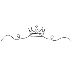 King crown icon  continuous one line drawing  outline vector illustration 