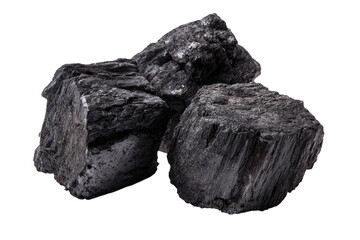 Obraz premium Heap of three rough, irregular, black coal lumps