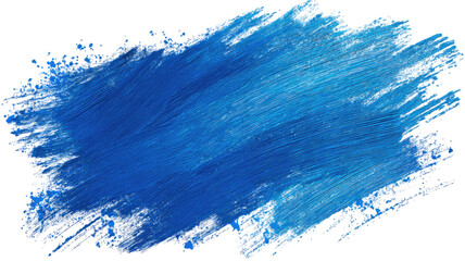 blue artistic brush stroke with textured paint line abstract art element acrylic paint smear isolated on white background