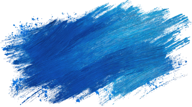 blue artistic brush stroke with textured paint line abstract art element acrylic paint smear isolated on white background