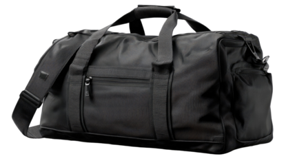 black sport bag durable gym duffle fitness accessory travel equipment athletic gear portable luggage isolated on white background