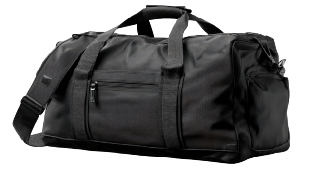 black sport bag durable gym duffle fitness accessory travel equipment athletic gear portable luggage isolated on white background