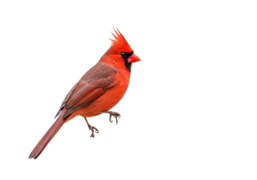 Isolated Northern Cardinal perched beautifully, a striking bird often seen in the winter months - Powered by Adobe