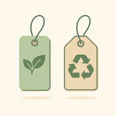Environmental tags with leaf and recycling symbols for eco-friendly labels