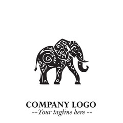 Obraz premium Majestic Elephant Logo Symbol in Black on White Background with Elegant Minimalist Modern Design