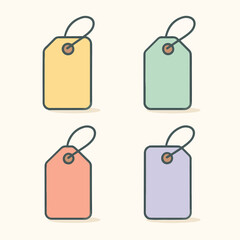 Colorful tags with string for labeling or shopping