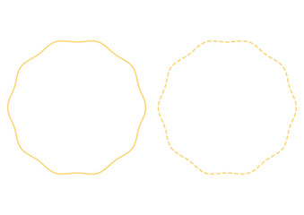 手描き風の波線・破線の丸いギザギザフレーム2種セット