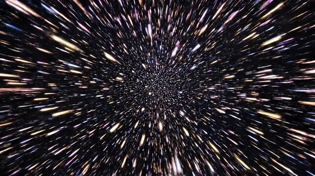 Abstract light particles aggregating and separating in motion