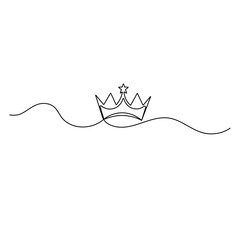 King crown icon  continuous one line drawing  outline vector illustration 