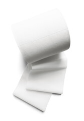 Toilet paper roll with unrolled sheet isolated on transparent background