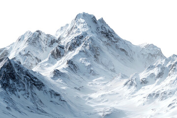 Snow-capped mountain range against a stark, dark background
