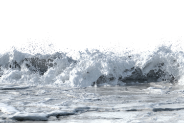 Crashing wave shows bright foaming water against dark sky