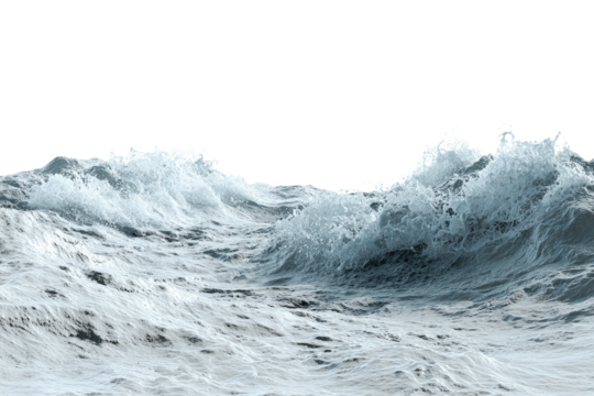 Ocean waves curl and crest against a dark sky