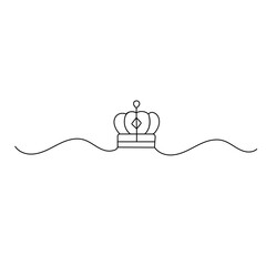 King crown icon  continuous one line drawing  outline vector illustration 