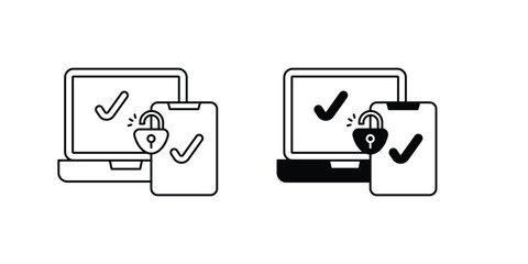 Two Factor Authentication set icon with white background vector stock illustration