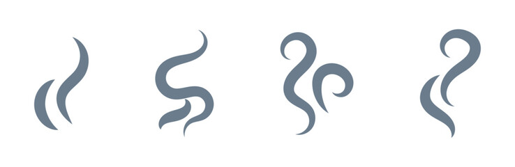 Smoke and steam vector icon set. Heat, hot, cooking symbol vector.
