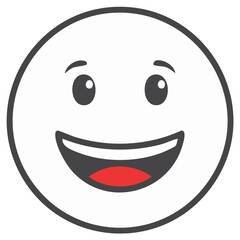 Fototapeta premium Happy Smiling Emoji with Open Mouth Revealing Red Tongue Cheerful Expression Symbol Illustration