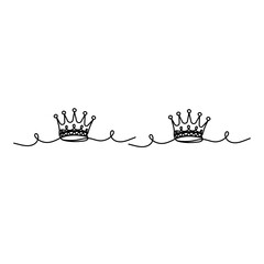King crown icon  continuous one line drawing  outline vector illustration 