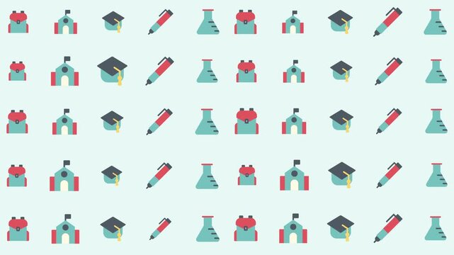 Seamless Pattern Featuring Medical and Science Icons Including Syringes, Test Tubes, and Graduates on Light Background