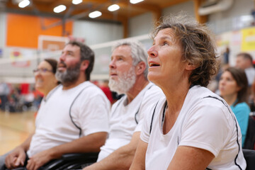 Wheelchair basketball athletes on the sidelines