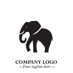 Majestic Elephant Logo Symbol in Black on White Background with Elegant Minimalist Modern Design
