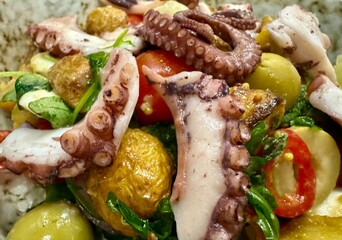 Vegetable sala with squid