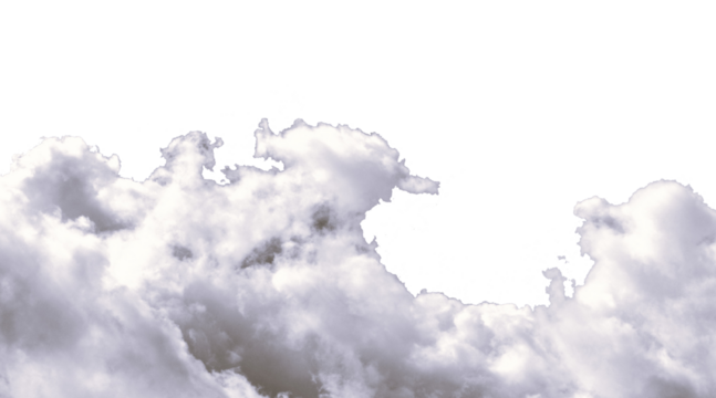 fluffy white cumulus clouds floating in the sky, isolated on a transparent background. poster, banner, and template.