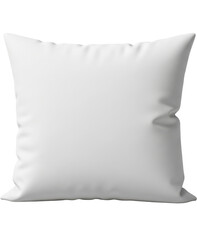  White square cushion on a transparent background PNG image soft fabric pillow for comfort