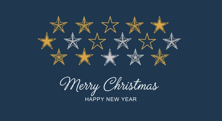 Festive Starry Christmas Card with Elegant Typography and Holiday Wishes