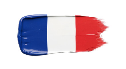 Brushstroke of France: Capturing the essence of French national pride, a vibrant brushstroke reveals the iconic colors of the French flag. It is a symbol of history and heritage, and a nation's soul.
