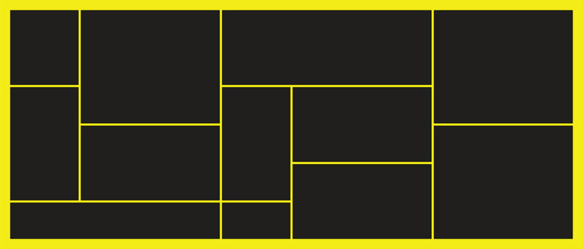 Modern bento grid layout design with vibrant color accents and clean typography