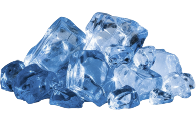 Pile of sparkling ice cubes on a transparent background, ideal for cold drinks, PNG image, PNG file.
