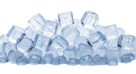 Refreshing stack of crystal clear and crushed ice cubes for beverage cooling on a transparent background, PNG image, PNG file
