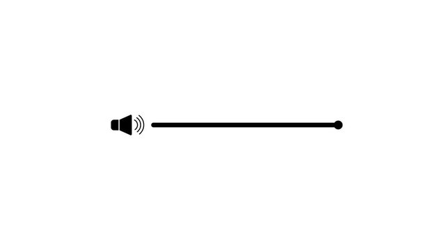 Speaker Volume Increase Animation with Slider Moving Right and Dot Indicator Rising on Black Background