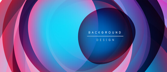 Abstract concentric circles, vibrant colors blend. Modern design, dynamic composition, suitable for backgrounds, presentations.