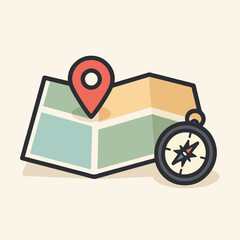 Map and compass for navigation and travel planning