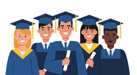 Graduates Celebrate University Success With Graduation Gowns In Joyful Ceremony