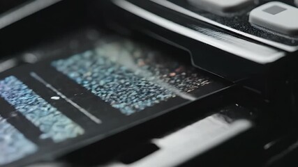 Close up of a magnetic strip being swiped on a device - Powered by Adobe