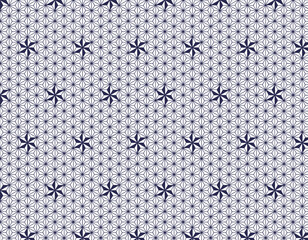 ファブリック素材　おしゃれな和柄背景　麻の葉　紺