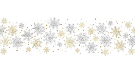 Golden and Silver Snowflakes Border Sparkling Festive Elegance